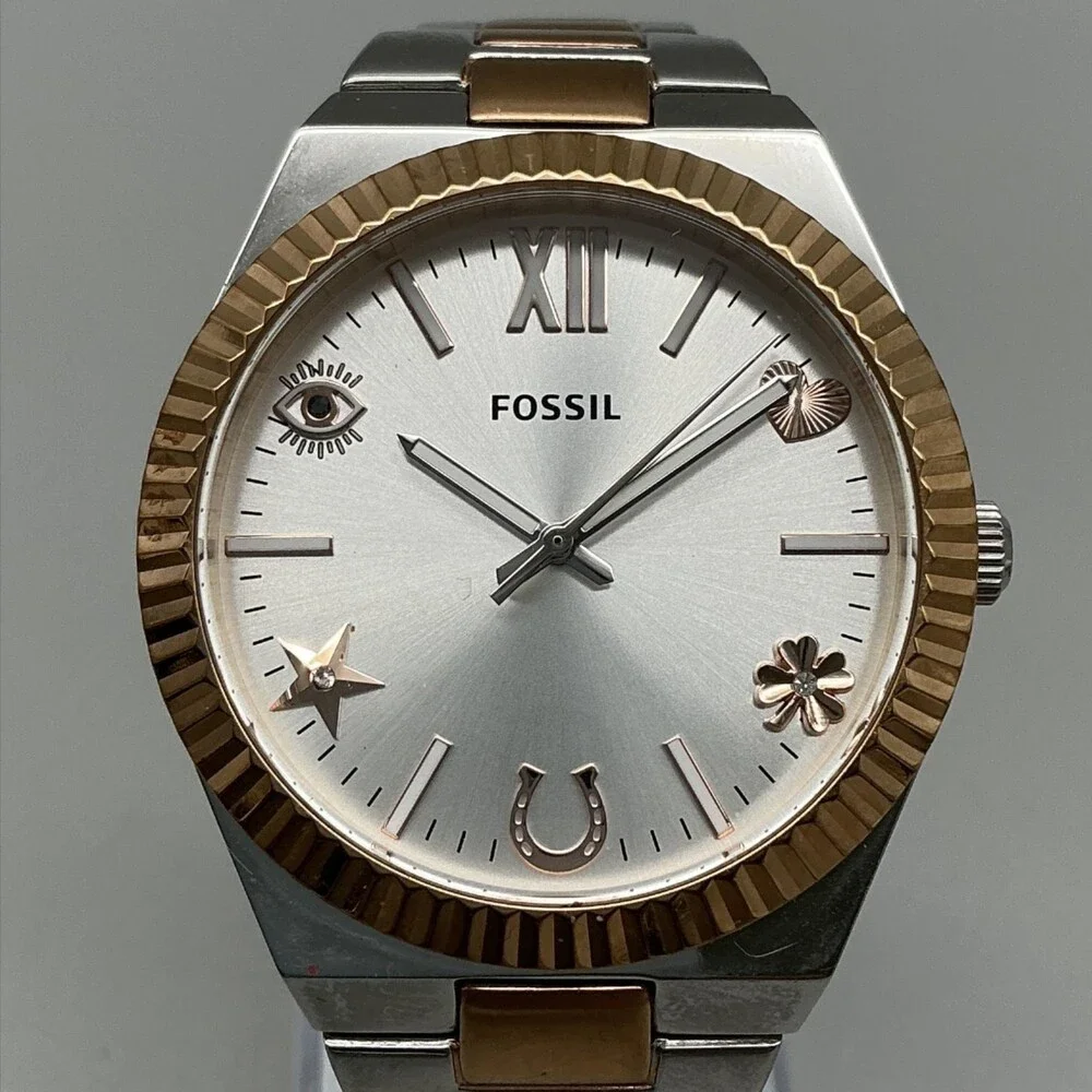Fossil Luck Scarlette ES5261 Womens Watch 38mm Two Tone New Battery 6.5